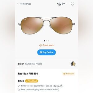 Ray-Ban Men’s sunglasses. RB8301